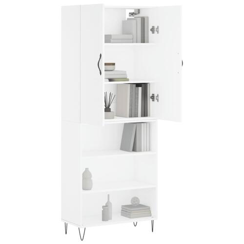 Højskab 69,5x34x180 cm konstrueret træ hvid