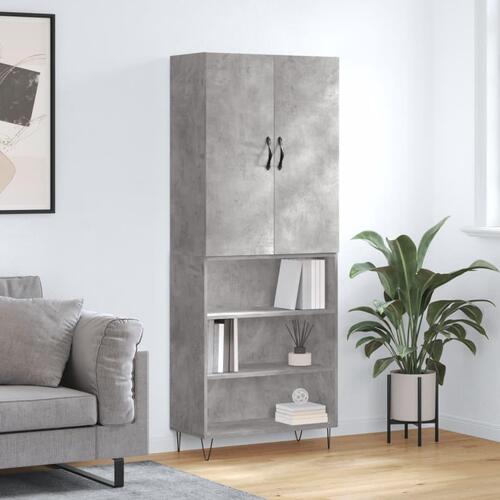 Højskab 69,5x34x180 cm konstrueret træ betongrå