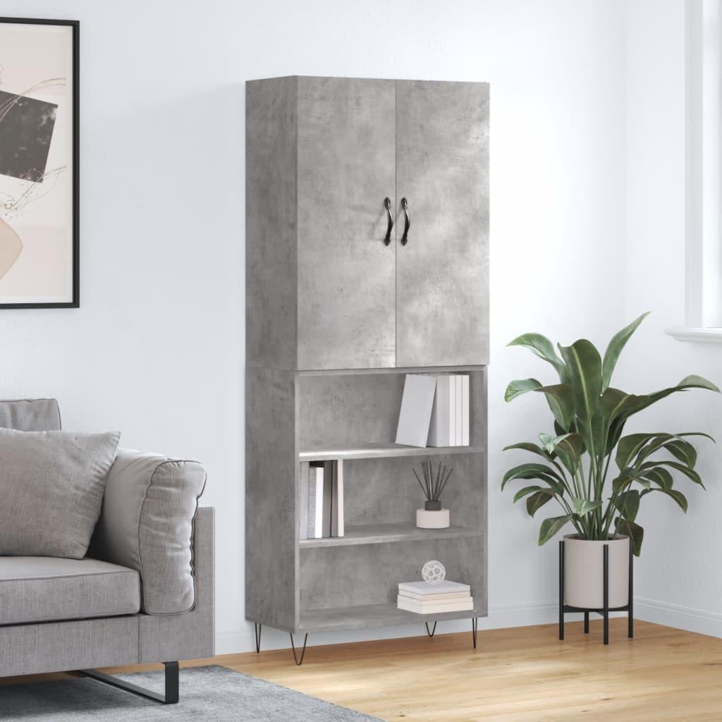 Højskab 69,5x34x180 cm konstrueret træ betongrå