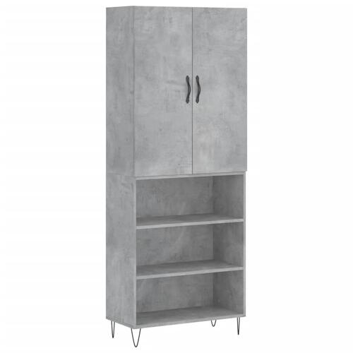 Højskab 69,5x34x180 cm konstrueret træ betongrå