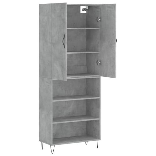 Højskab 69,5x34x180 cm konstrueret træ betongrå
