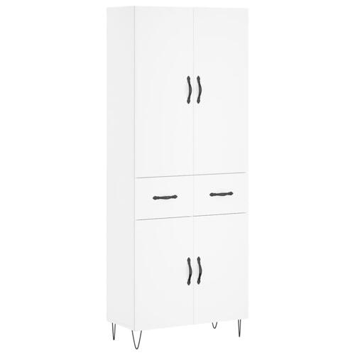 Højskab 69,5x34x180 cm konstrueret træ hvid