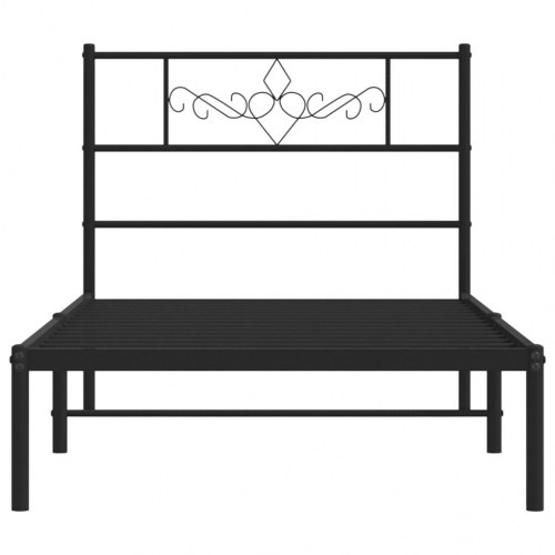 Sengeramme med sengegavl i metal - 100 x 190 cm, sort
