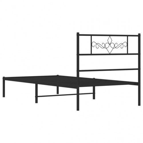 Sengeramme med sengegavl i metal - 100 x 190 cm, sort