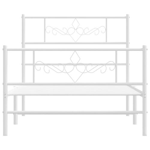 Sengeramme med sengegavl og fodgærde 100x190 cm metal hvid