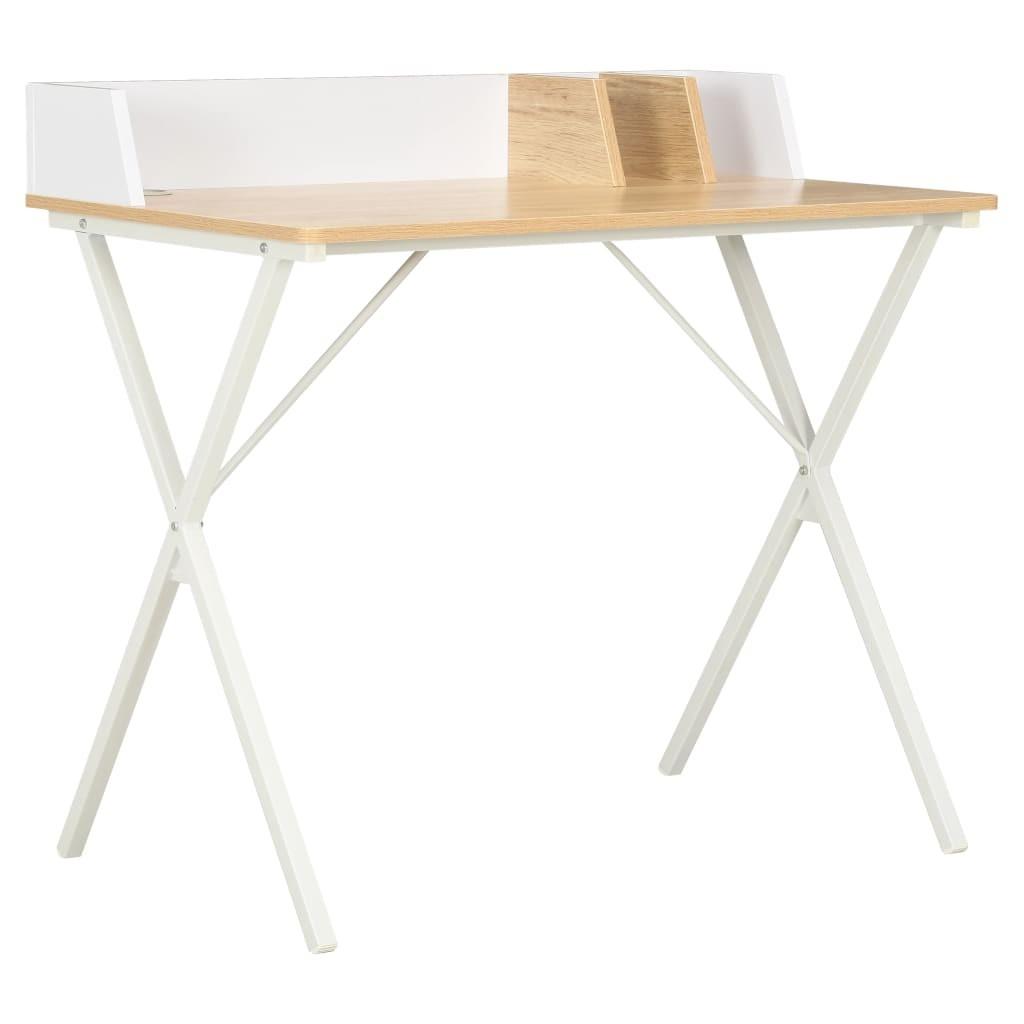 Skrivebord 80x50x84 cm hvid og naturfarvet