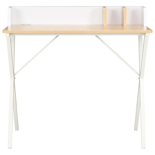 Skrivebord 80x50x84 cm hvid og naturfarvet