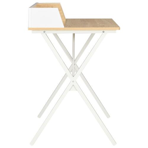 Skrivebord 80x50x84 cm hvid og naturfarvet