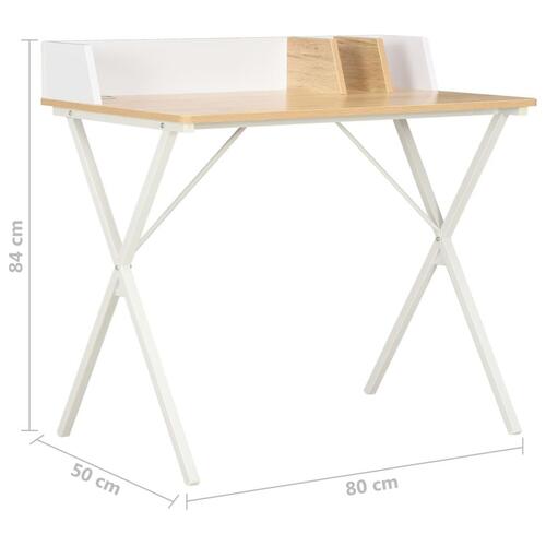 Skrivebord 80x50x84 cm hvid og naturfarvet