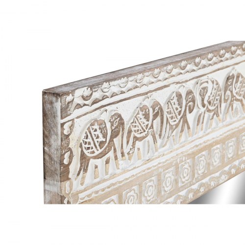 Vægspejl - hvid/natur, elefantmotiv, 83 × 121 cm