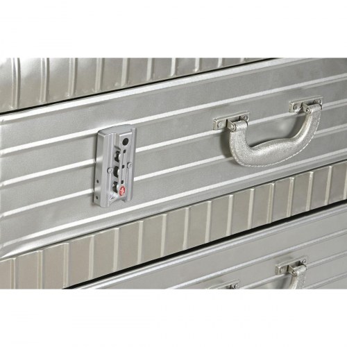 Kommode - sølvfarvet metal og træ/MDF, 80 × 39 × 82 cm, vintage