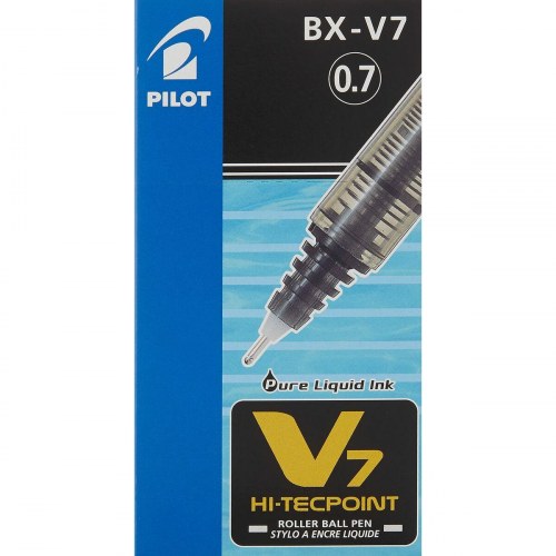 Pilot V-7 Hi-Tecpoint kuglepen - sort, 0,5 mm, 12 stk.