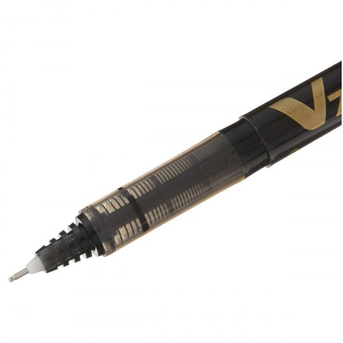 Pilot V-7 Hi-Tecpoint kuglepen - sort, 0,5 mm, 12 stk.