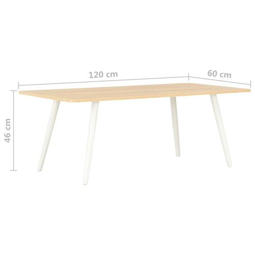Sofabord 120 x 60 x 46 cm hvid og eg