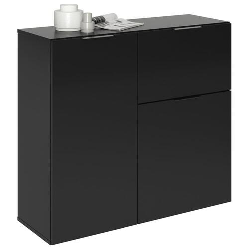 kommode med skuffe og låger 89,1x31,7x81,3 cm sort