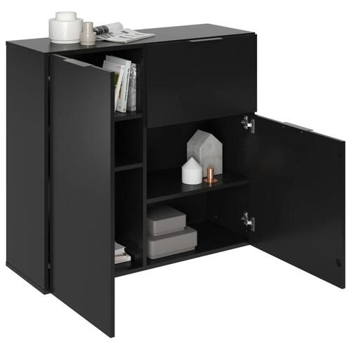 kommode med skuffe og låger 89,1x31,7x81,3 cm sort