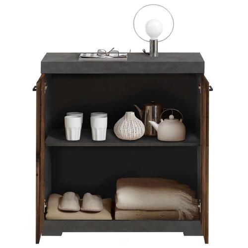 kommode med 2 låger 80x34,9x89,9 cm grå og gammel stil