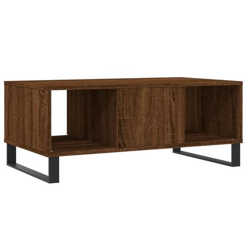 Sofabord 90x50x36,5 cm konstrueret træ brun egetræsfarve