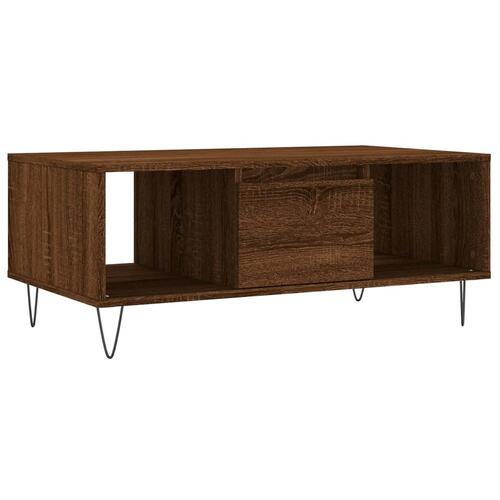 Sofabord 90x50x36,5 cm konstrueret træ brun egetræsfarve