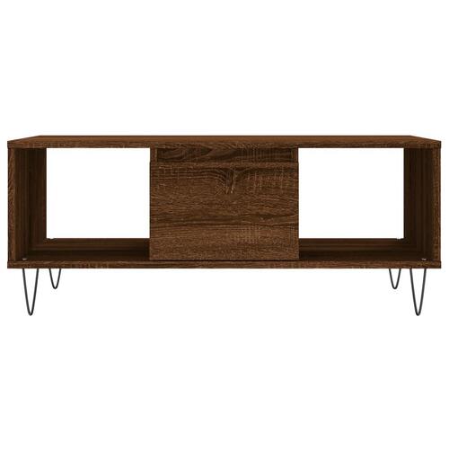 Sofabord 90x50x36,5 cm konstrueret træ brun egetræsfarve