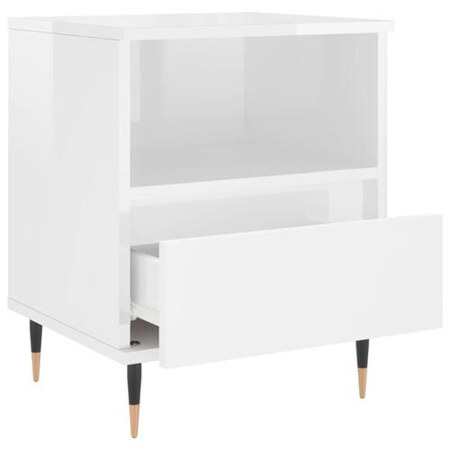 Sengeskabe 2 stk. 40x35x50 cm konstrueret træ hvid højglans