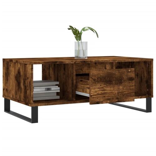 Sofabord 90x50x36,5 cm konstrueret træ røget egetræsfarve