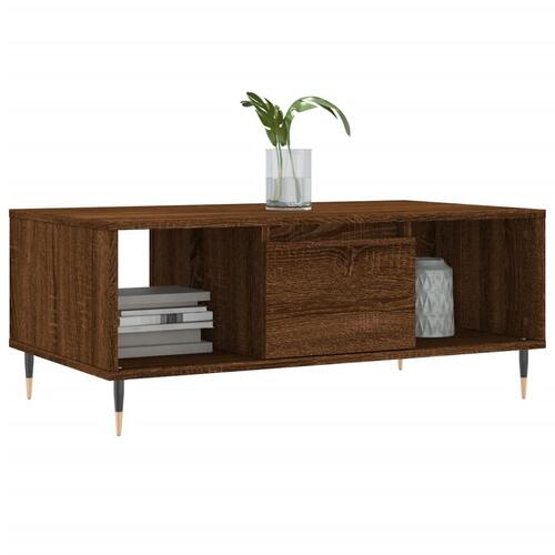 Sofabord 90x50x36,5 cm konstrueret træ brun egetræsfarve