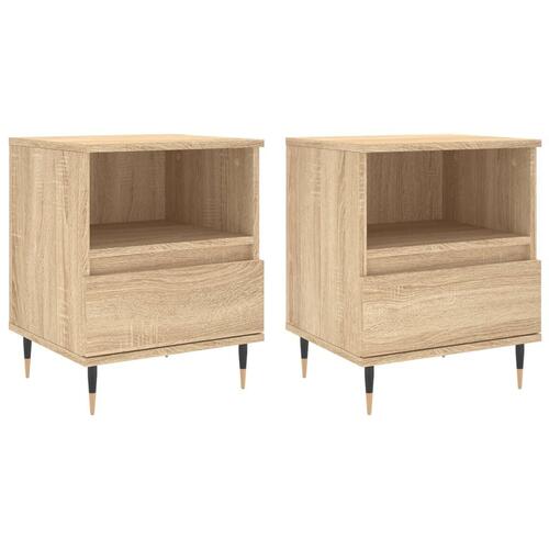 Sengeborde 2 stk. 40x35x50 cm konstrueret træ sonoma-eg