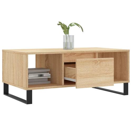 Sofabord 90x50x36,5 cm konstrueret træ sonoma-eg