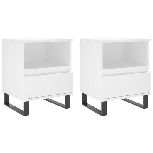 Sengeborde 2 stk. 40x35x50 cm konstrueret træ hvid