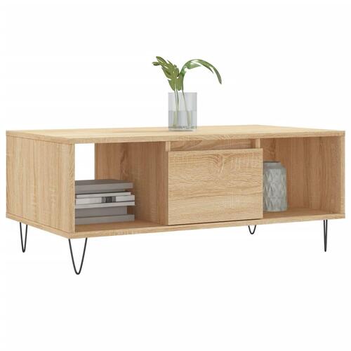 Sofabord 90x50x36,5 cm konstrueret træ sonoma-eg