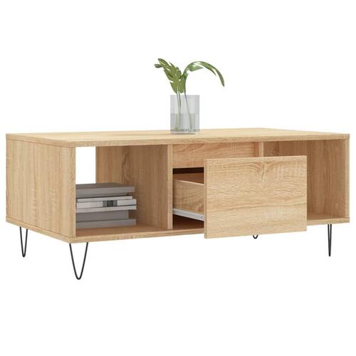 Sofabord 90x50x36,5 cm konstrueret træ sonoma-eg