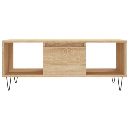 Sofabord 90x50x36,5 cm konstrueret træ sonoma-eg
