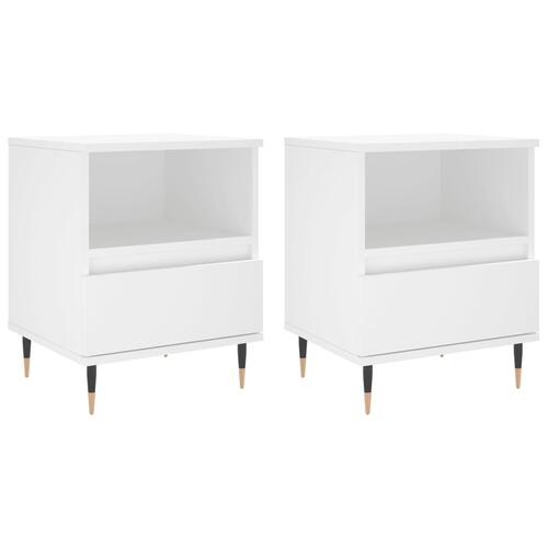 Sengeborde 2 stk. 40x35x50 cm konstrueret træ hvid