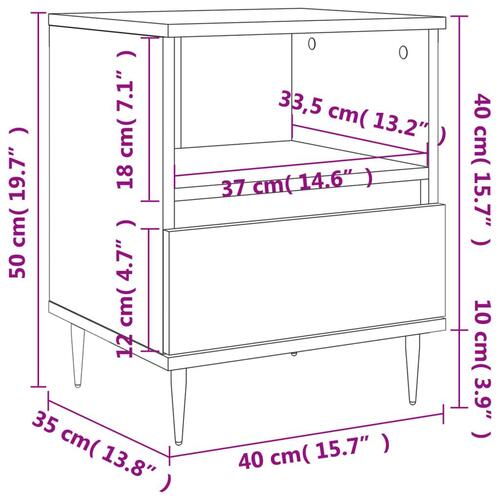 Sengeborde 2 stk. 40x35x50 cm konstrueret træ hvid
