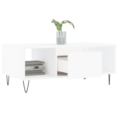 Sofabord 90x50x36,5 cm konstrueret træ hvid
