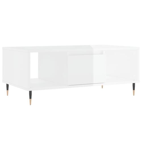 Sofabord 90x50x36,5 cm konstrueret træ hvid højglans