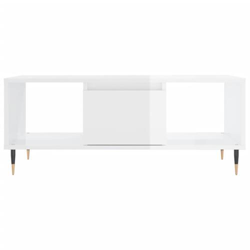 Sofabord 90x50x36,5 cm konstrueret træ hvid højglans