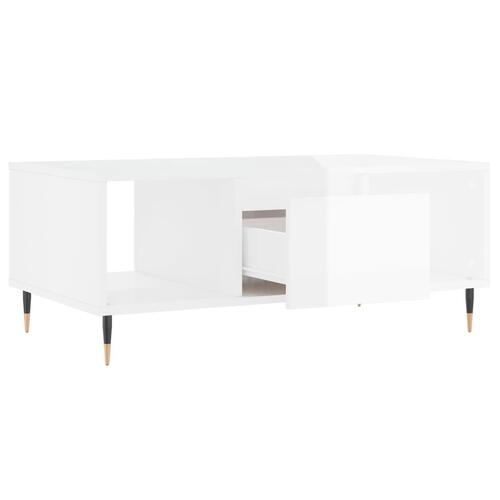 Sofabord 90x50x36,5 cm konstrueret træ hvid højglans