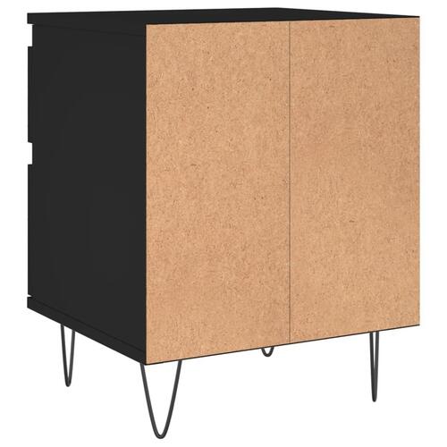 Sengeborde 2 stk. 40x35x50 cm konstrueret træ sort