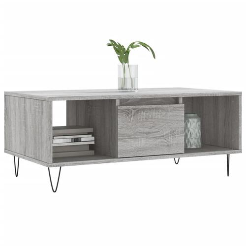 Sofabord 90x50x36,5 cm konstrueret træ grå sonoma-eg