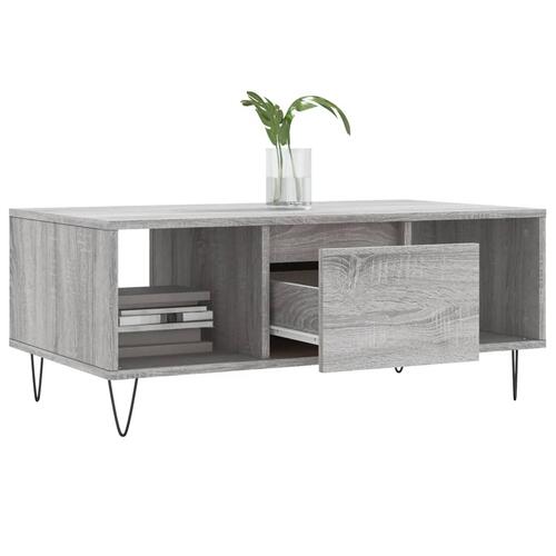 Sofabord 90x50x36,5 cm konstrueret træ grå sonoma-eg
