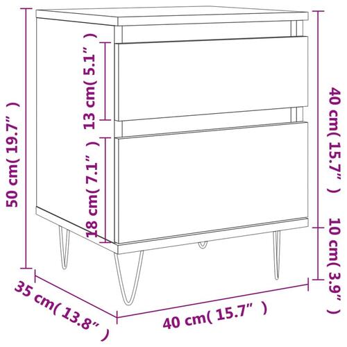 Sengebord 40x35x50 cm konstrueret træ betongrå