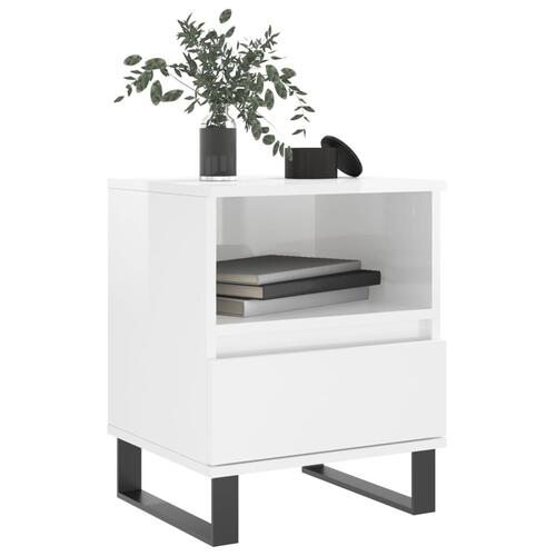 Sengeskabe 2 stk. 40x35x50 cm konstrueret træ hvid højglans