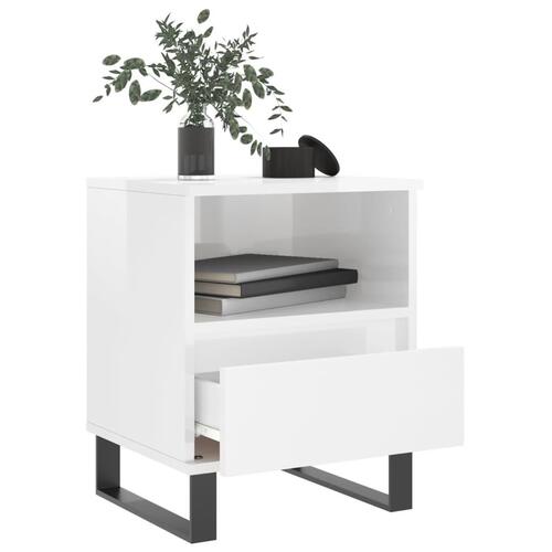 Sengeskabe 2 stk. 40x35x50 cm konstrueret træ hvid højglans
