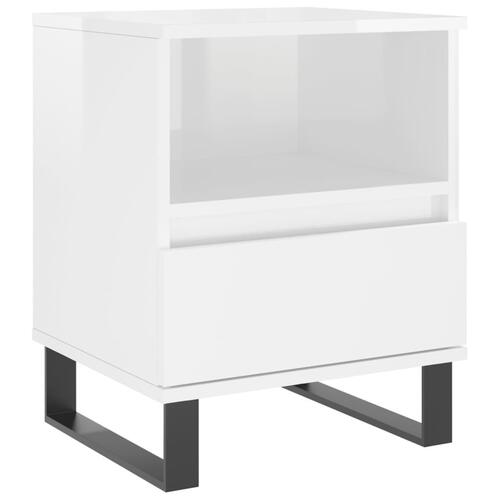 Sengeskabe 2 stk. 40x35x50 cm konstrueret træ hvid højglans
