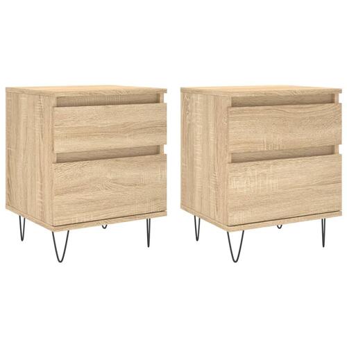 Sengeborde 2 stk. 40x35x50 cm konstrueret træ sonoma-eg