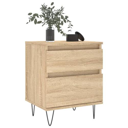Sengeborde 2 stk. 40x35x50 cm konstrueret træ sonoma-eg