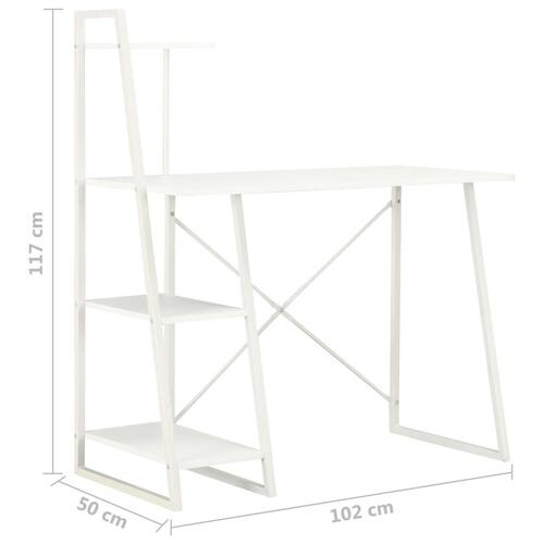 Skrivebord med reol 102x50x117 cm hvid