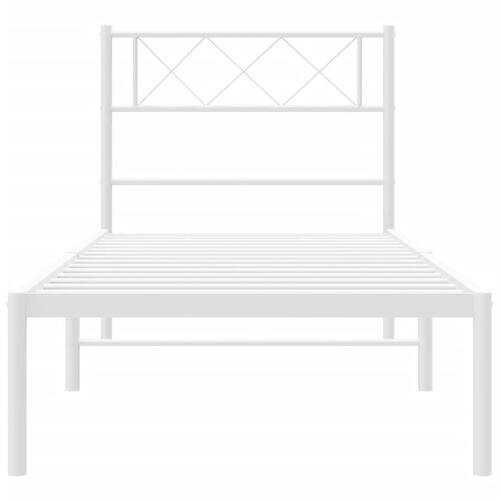 Sengeramme med sengegavl 100x200 cm metal hvid